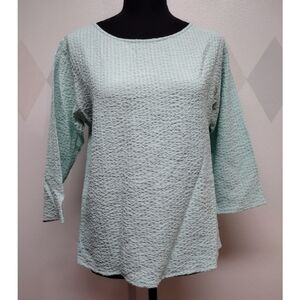 Woolrich light agate 3/4 sleeve crinkly textured fabric top